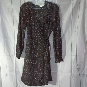 Popsugar long sleeve sheer wrap dress